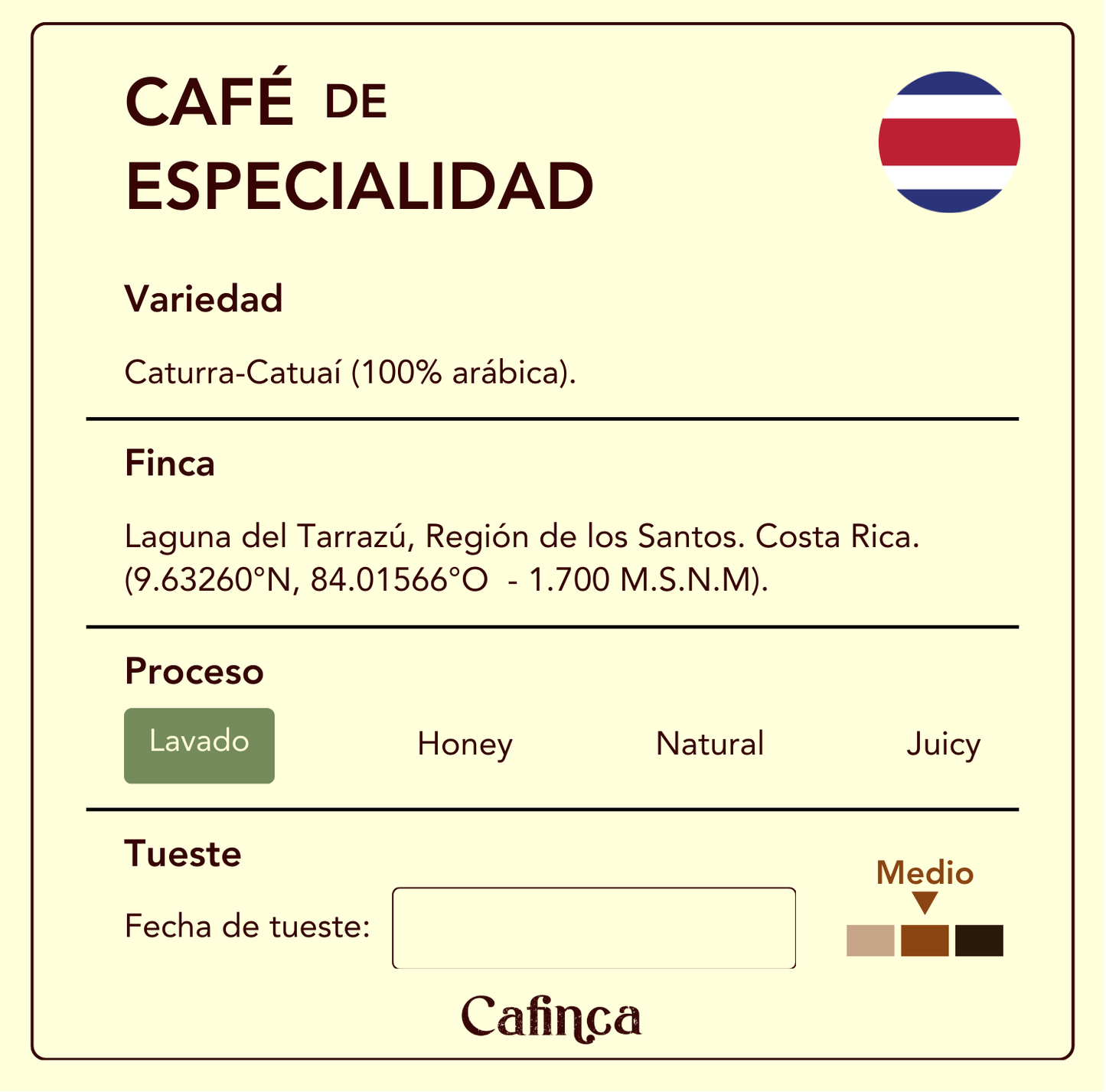 250 g Café de Costa Rica Proceso Lavado